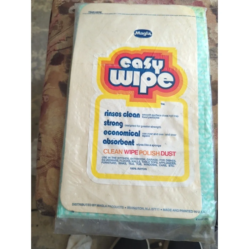 Vintage 80's Magla EASY WIPE Wiping Cloths Prop Nostalgia Dead Stock 8 Reusable